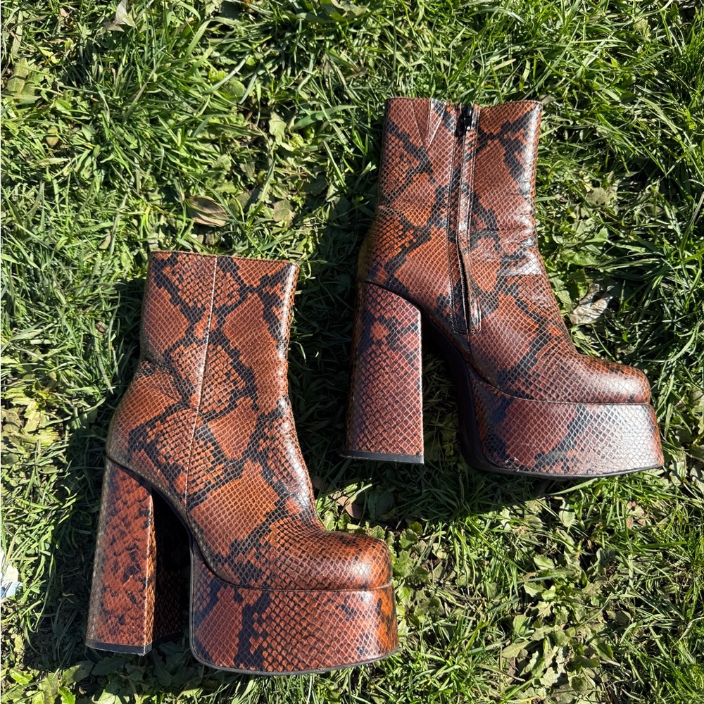 Jeffrey Campbell Brown Snake Platform Heels